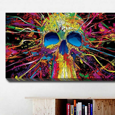 Skull Abstract Stretched Canvas Print - hywallart