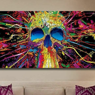 Skull Abstract Stretched Canvas Print - hywallart
