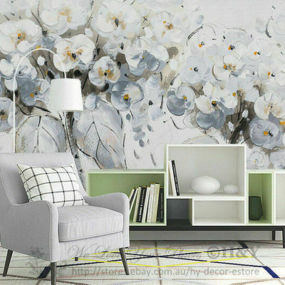 White Flower Removable Wall Mural B28,hywallart
