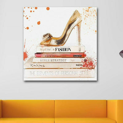 Gold High Heel Stretched Canvas Print - hywallart