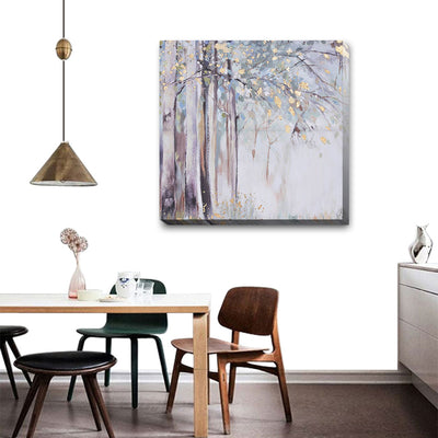 Silver Leaves Stretched Canvas Print F130