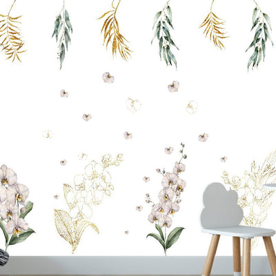 White Gold Orchid Branch Flower Nursery Wall Sticker