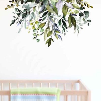 Greenery Tropical Leaf Corner Branch Wall Decal Nursery Kids Decor