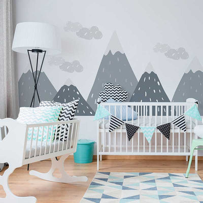 Gray Mix Geometric Mountain Wall Sticker Kid Decal