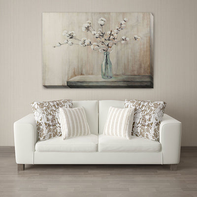 Cotton Bouquet Flower Stretched Canvas Print F127