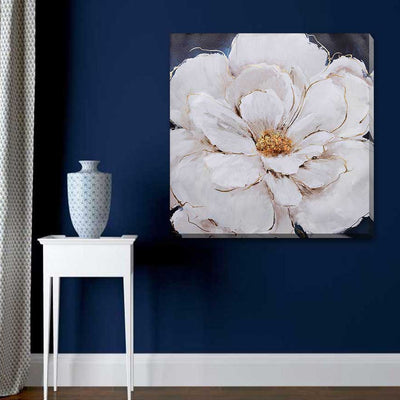 White Indigo Blossom Stretched Canvas Print  F133