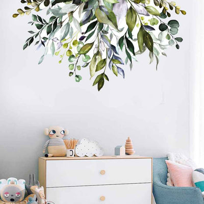Greenery Tropical Leaf Corner Branch Wall Decal Nursery Kids Decor