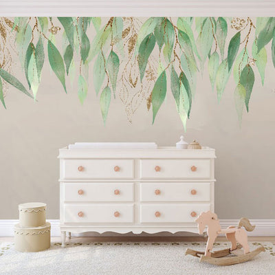 Green Gold Foliage Branch II Wall Sticker