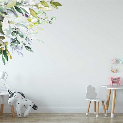 Greenery Tropical Leaves Corner Branch Wall Decal Nursery Kids Decor