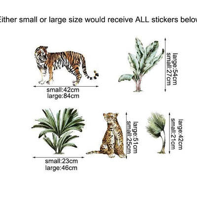 Jungle Animal Plants Wall Sticker