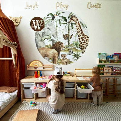 Savanna World Animal Circle Wall Stickers