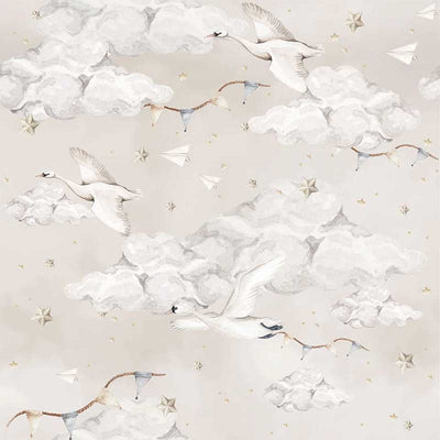 Swan Clouds Wall Paper K07
