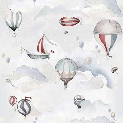 Hot Air Balloon Clouds Wall Paper K04