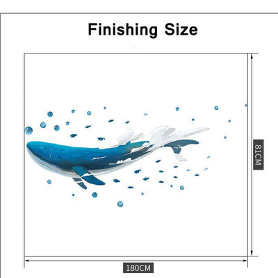 Big Blue Whale Clouds Wall Stickers