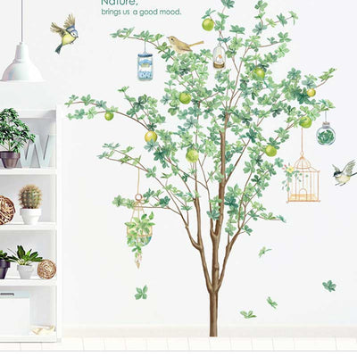 Natural Birds Tree Wall Stickers