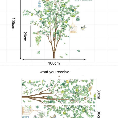 Natural Birds Tree Wall Stickers