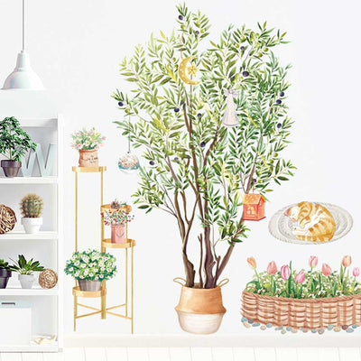 Pot Tree Plants Wall Stickers