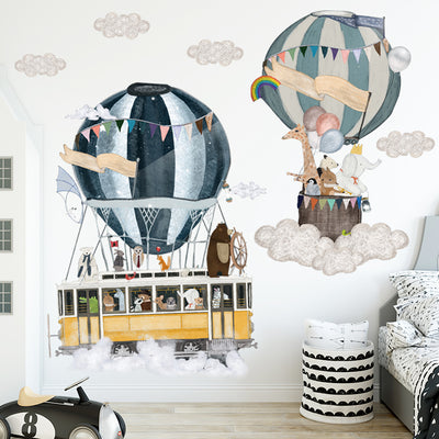 Animals on Hot air balloon Wall Sticker