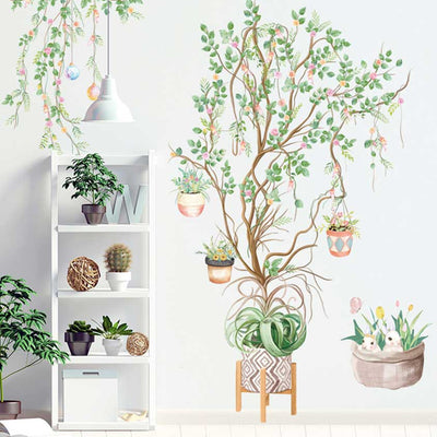 Pot Flower Tree Wall Stickers
