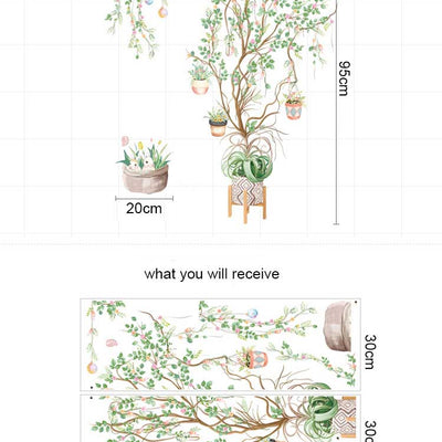 Pot Flower Tree Wall Stickers