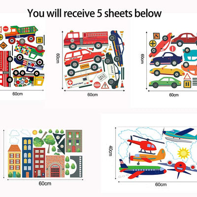 Vehicle Airplane Building Blocks Wall Stickers