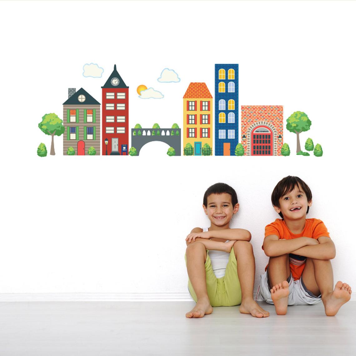 City Buliding Blocks Wall Stickers | HYWallArt