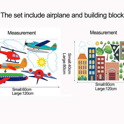 Airplane With City Building Wall Decal