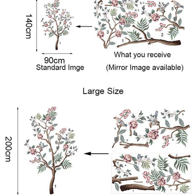 Flower Birds Tree Wall Decal