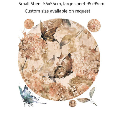 Butterflies Hydrangea Circle Wall Stickers