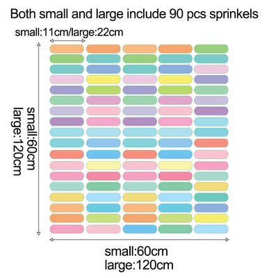 90 Pcs Pastel Rainbow Sprinkles Confetti Wall Decal