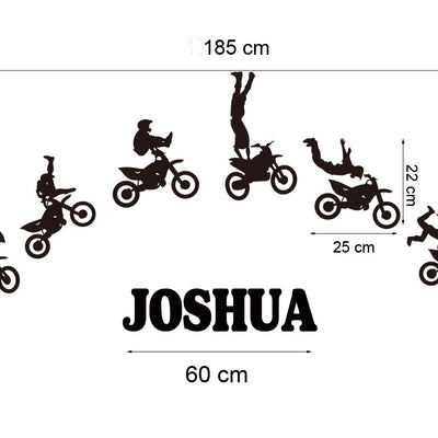Personalised Name Set Of 8 Motocross Bike Wall Art Stickers,hywallart