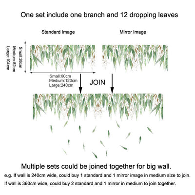 Green Gold Foliage Branch II Wall Sticker