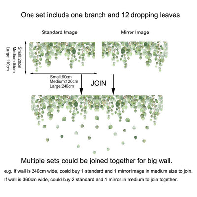 Green Gold Foliage Branch Wall Sticker