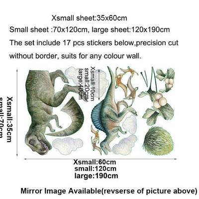 Dinosaur Clouds Plants Wall Decal