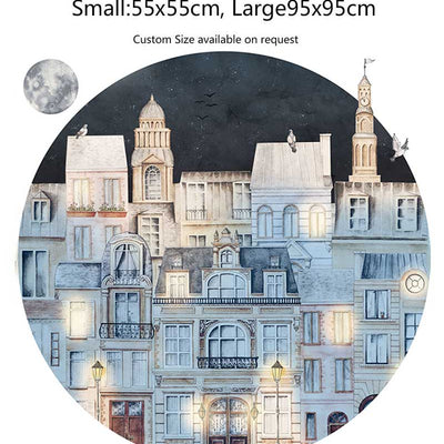 Night Paris Building Circle Wall Stickers