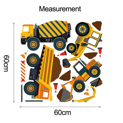 Yellow Theme Construction Vehicle Wall Stickers